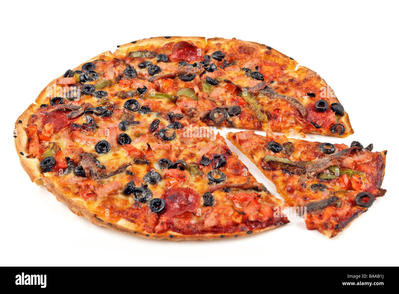 Pizza frisch aus dem Ofen und vorbereitet für diner Stockfoto