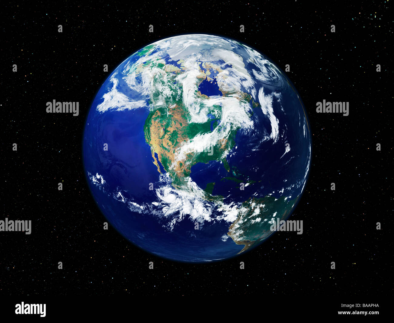 Erde aus dem Weltraum zeigt Nordamerika angesehen. Erweiterte Version des Nasa-Foto. Bitte Kredit NASA Stockfoto