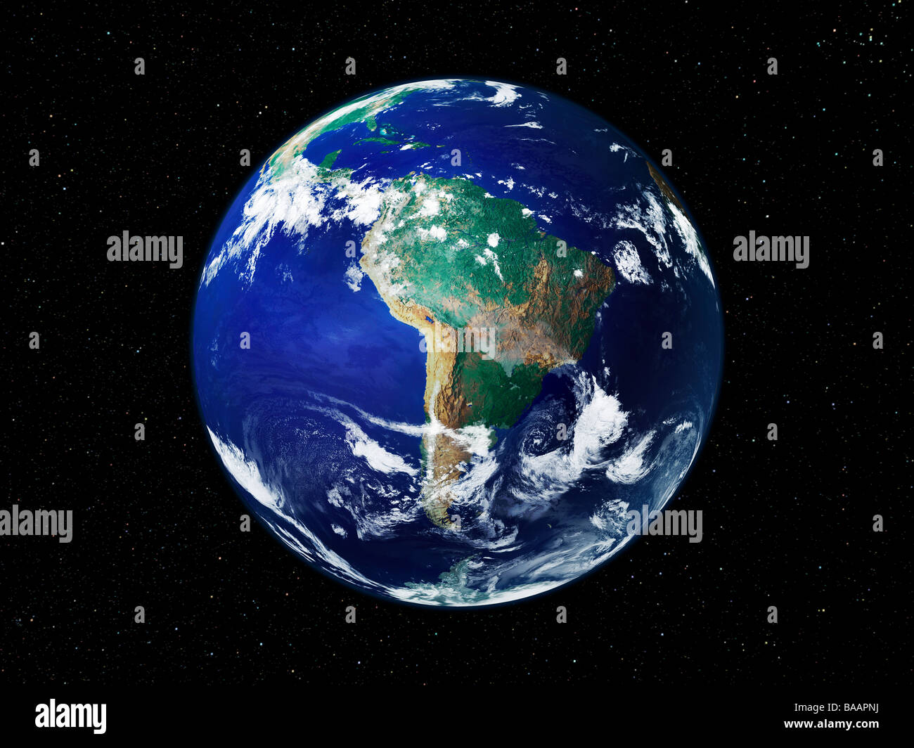Erde aus dem Weltraum zeigt Südamerika angesehen. Erweiterte Version des Nasa-Foto. Bitte Kredit NASA Stockfoto