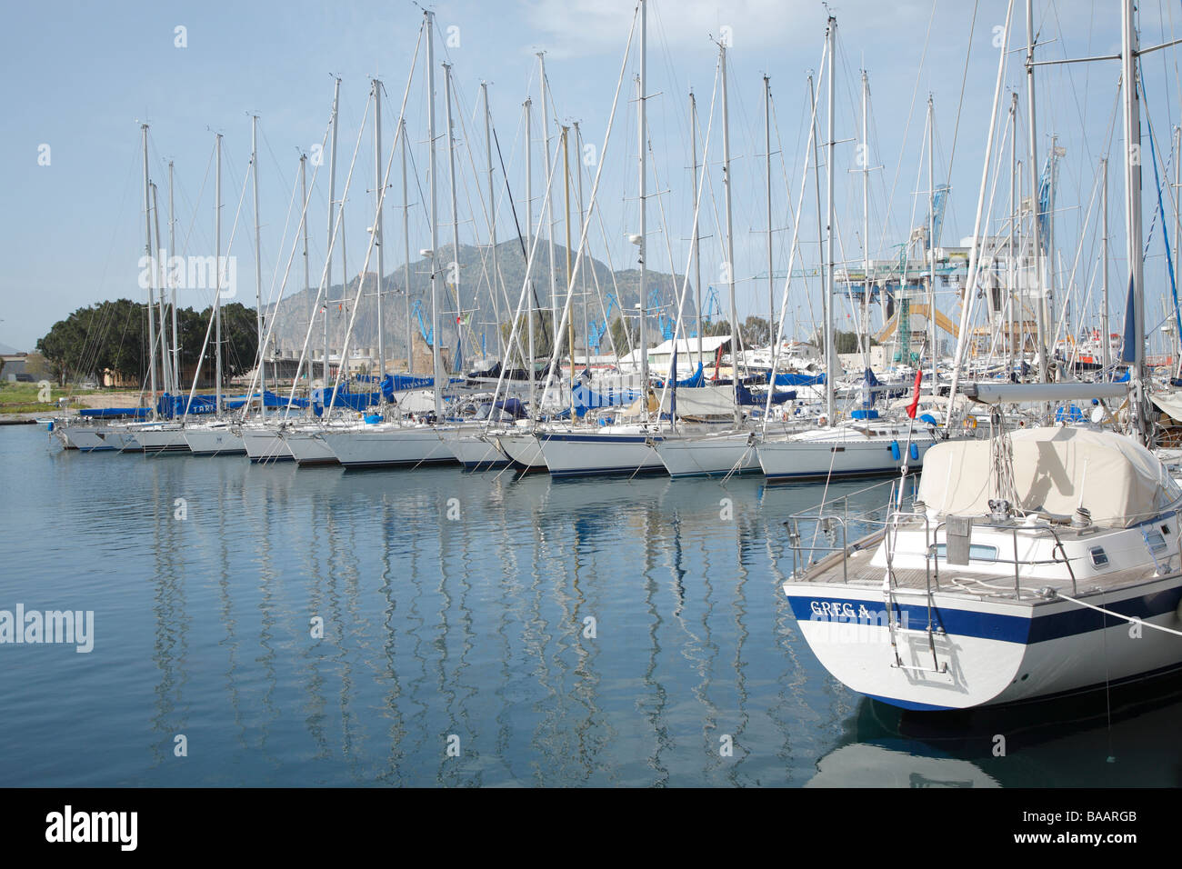 Hafen und Boote, Palermo, Sizilien, Italien Stockfoto