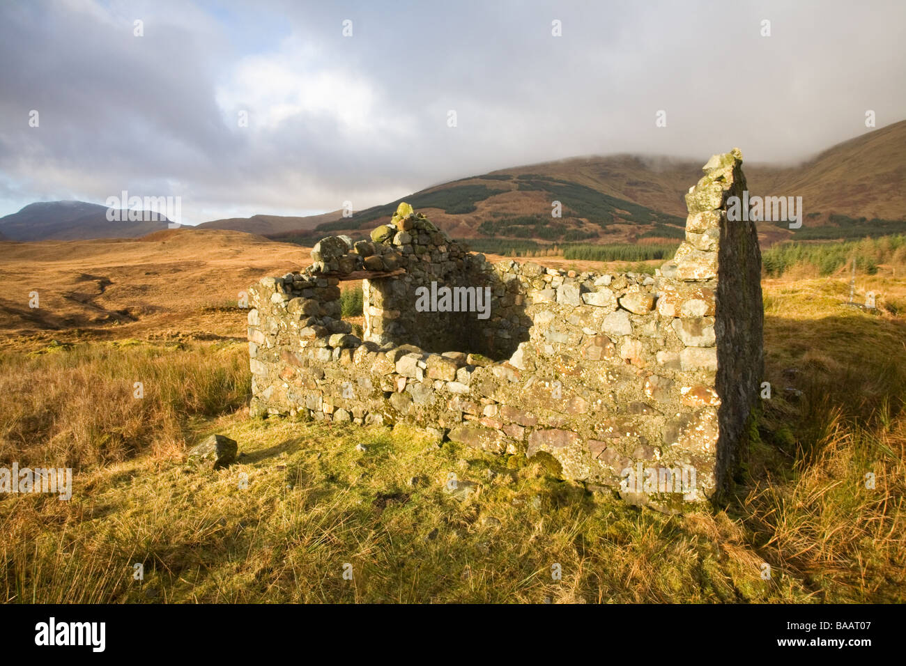 Zerstörten Croft Ferienhaus in Glen mehr Isle of Mull Stockfoto