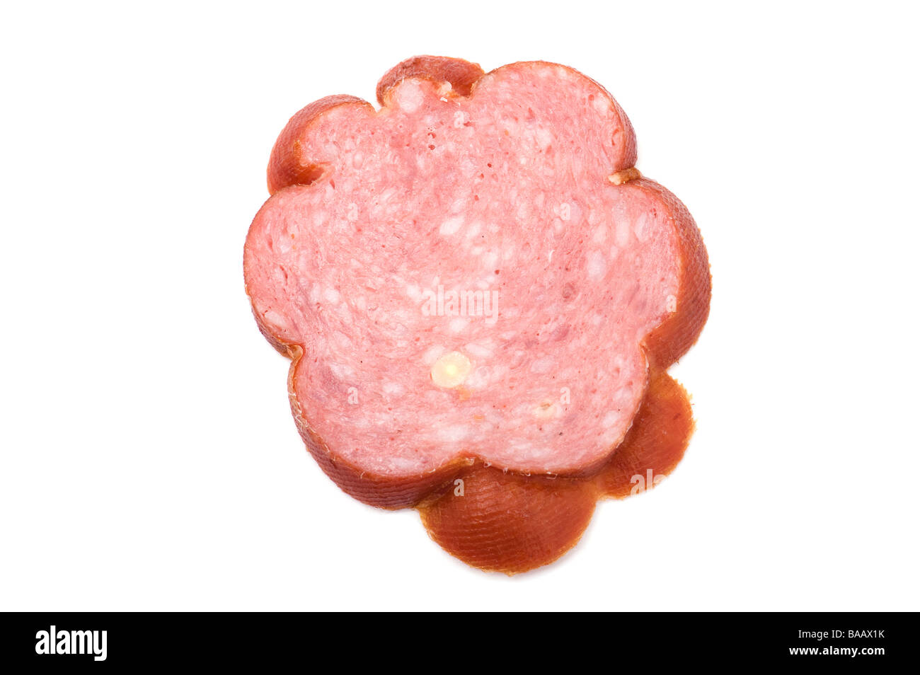 Objekt auf weißen Lebensmittel, geräucherte Wurst Stockfoto