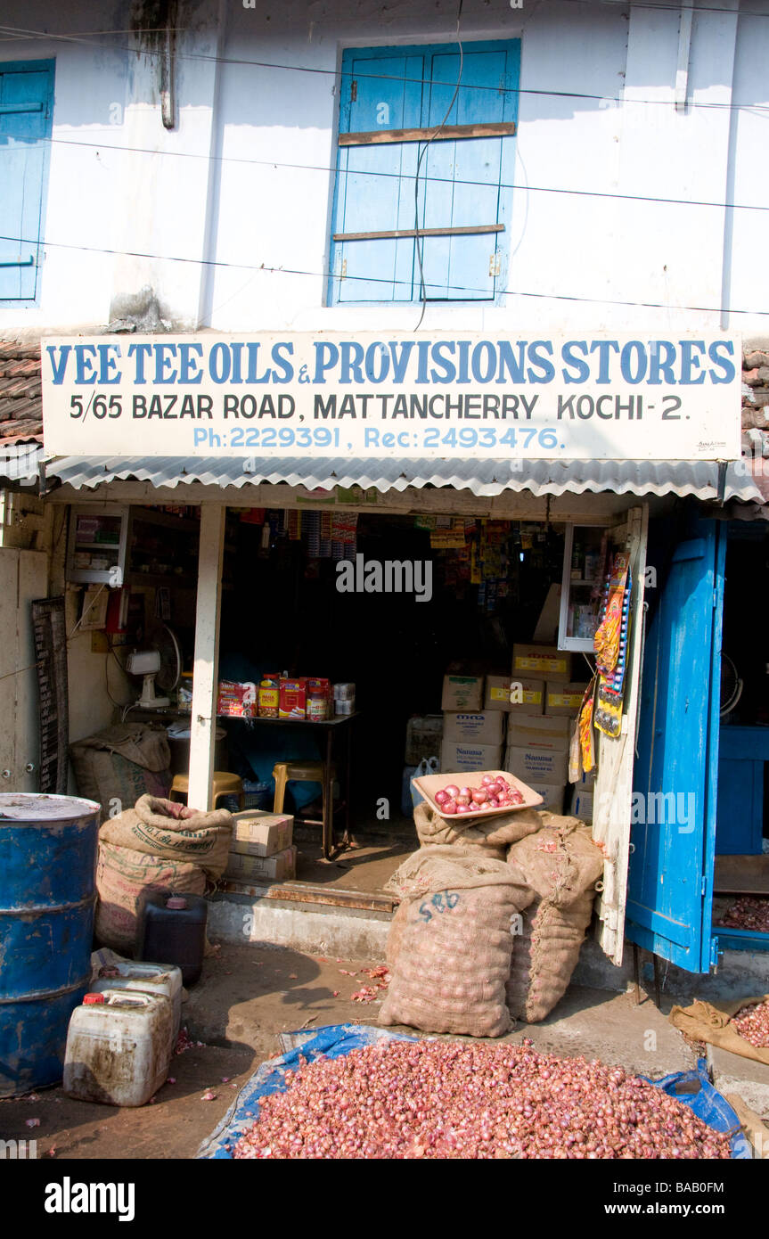 Shop-in-Bazar Road, Mattancherry, Cochin, Kerala, Indien Stockfoto