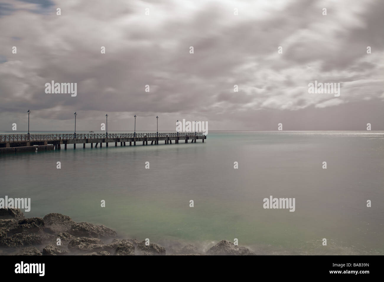 Speightstown oder "Kleine Bristol" Pier Nahaufnahme, zweitgrößte Stadt in Barbados Stockfoto