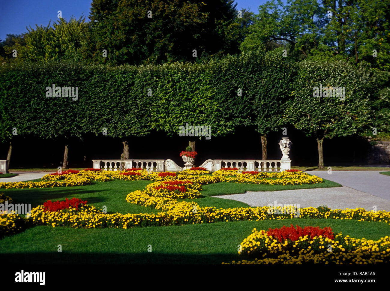 Formale Gärten, Schloss Mirabell, Schloss Mirabell, 1600 s, 17. Jahrhundert, Barockschloss, Salzburg, Salzburg Land, Österreich, Europa Stockfoto