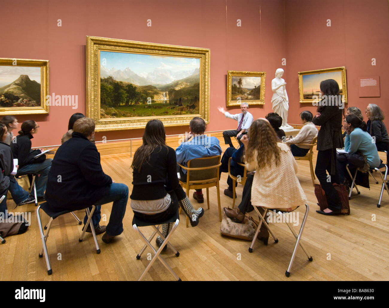 Dozent und Kunst Studenten an das Metropolitan Museum of Art in New York City Stockfoto