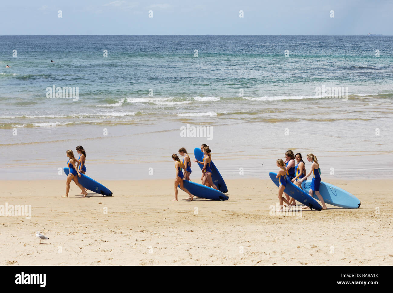 Junge Frauen am Manly Beach, New South Wales, Australien. Stockfoto