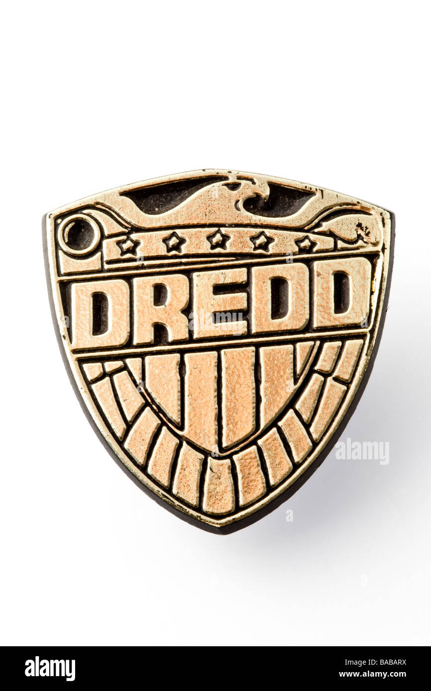 Judge Dredd-Ausweis (mit Schlagschatten) Stockfoto
