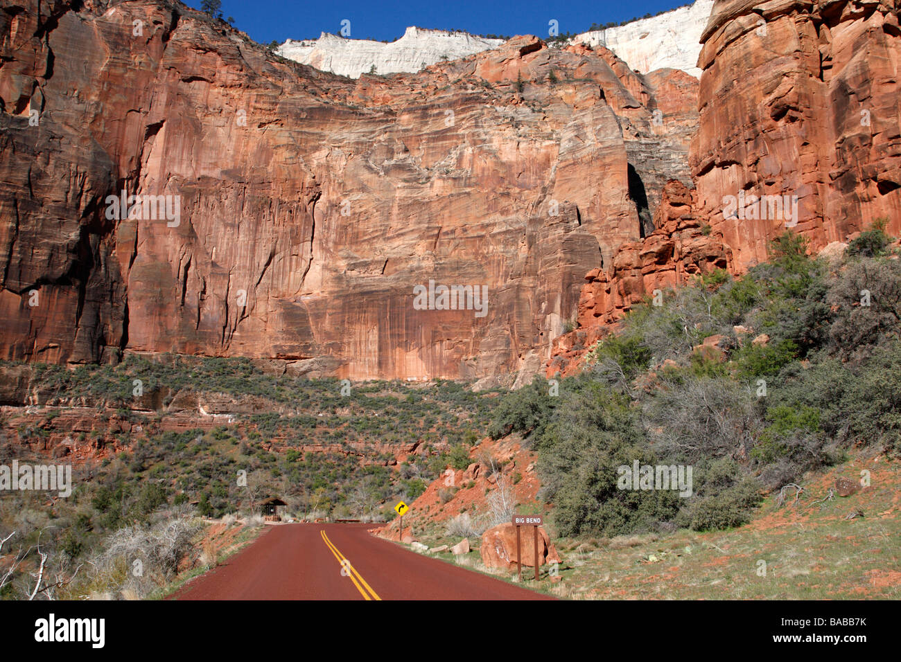 eine Ecke bekannt als big Bend entlang der malerischen Fahrt Zion Canyon National Park in Utah usa Stockfoto