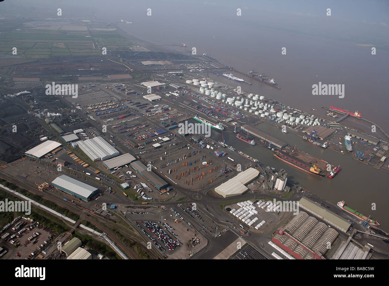 Immingham Dock Aerial erschossen Stockfoto