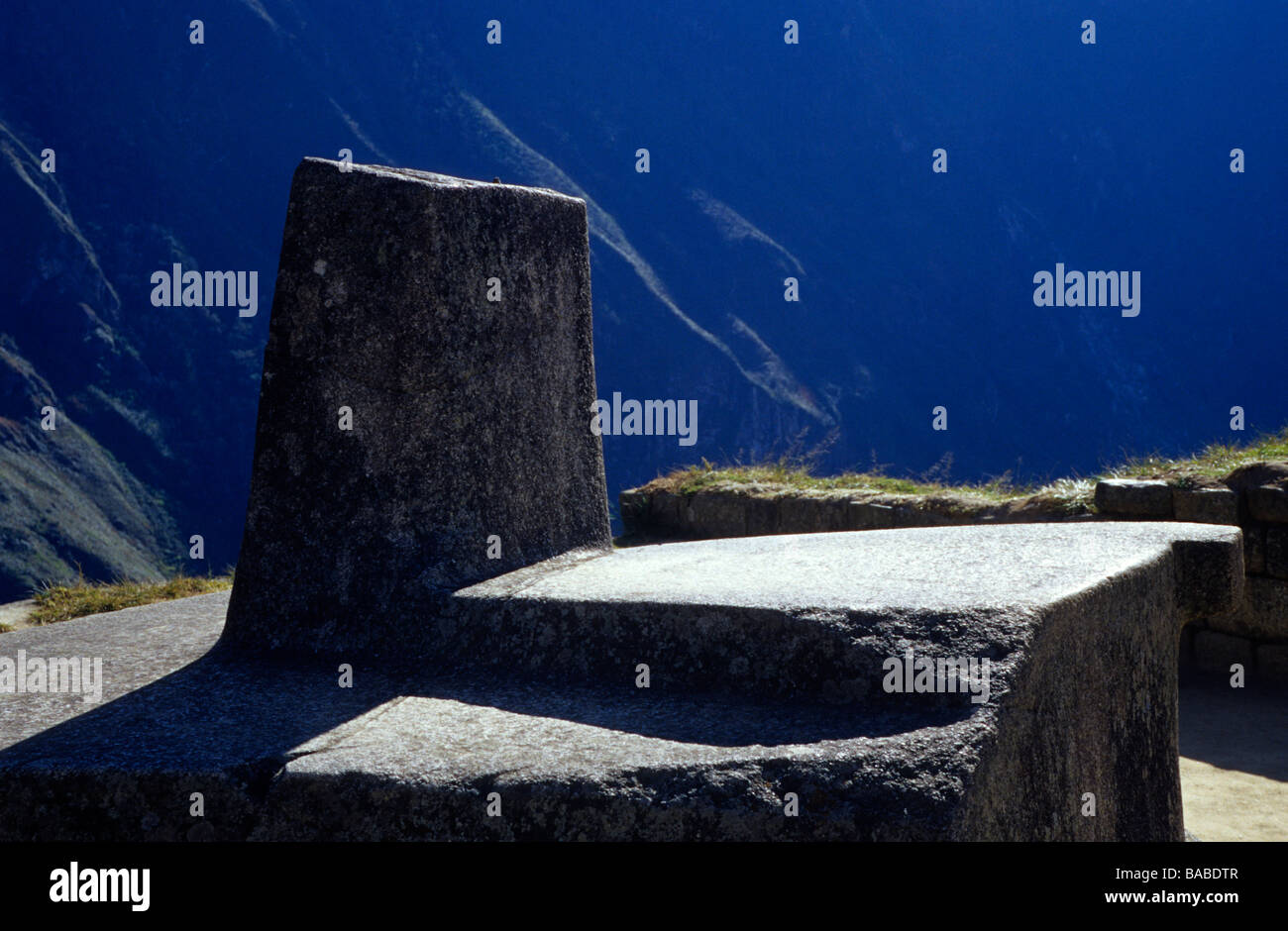 Intihuatana Machu Pichu Peru Südamerika Stockfoto