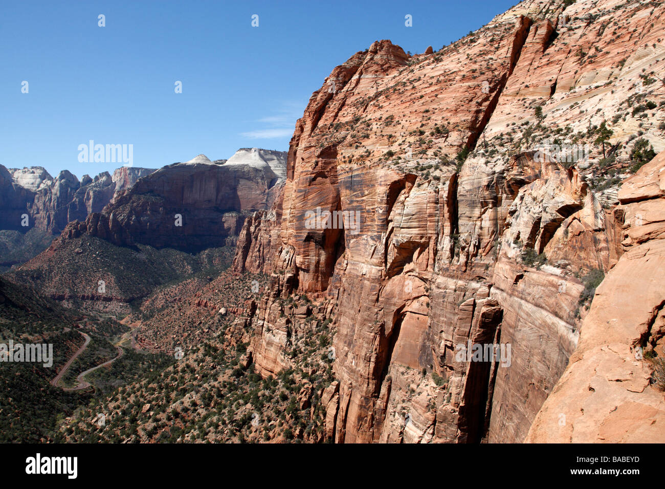 Blick auf das Ende der Canyon Overlook trail Zion Canyon National Park in Utah usa Stockfoto