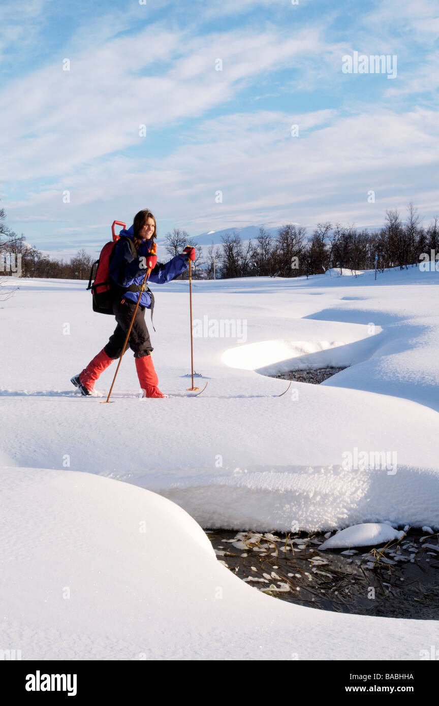 Skifahrer eine Winter-Tag-Schweden Stockfoto