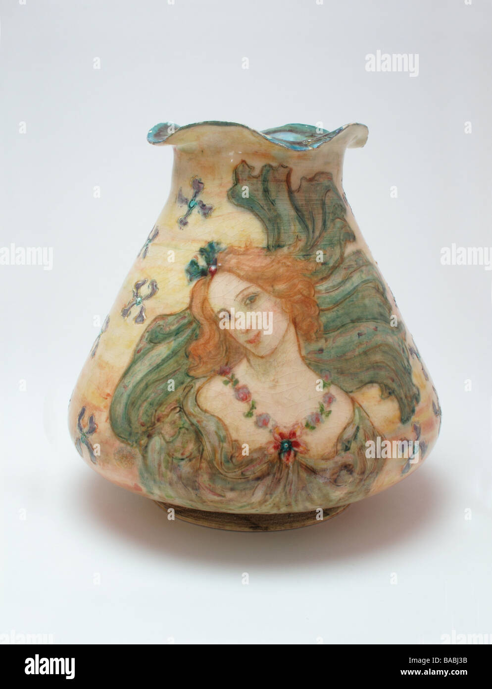 Französische Keramik Montigny Sur Loing Jugendstil Vase von Numa Gillet um 1900 Stockfoto