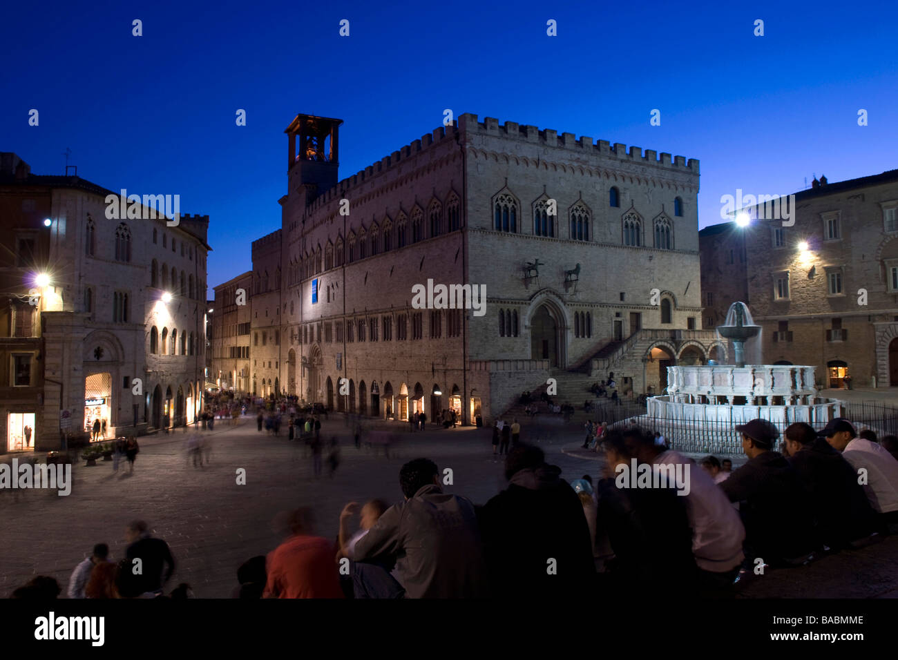 Perugia, Piazza IV Novembre Stockfoto