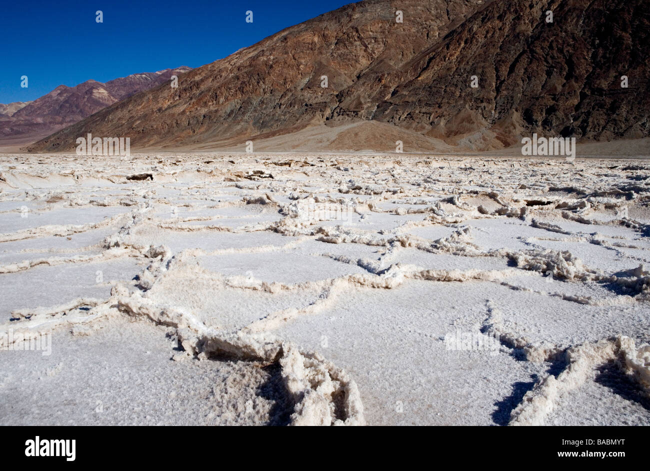 Badwater Salinen in Death Valley Nationalpark, Kalifornien, USA. Stockfoto