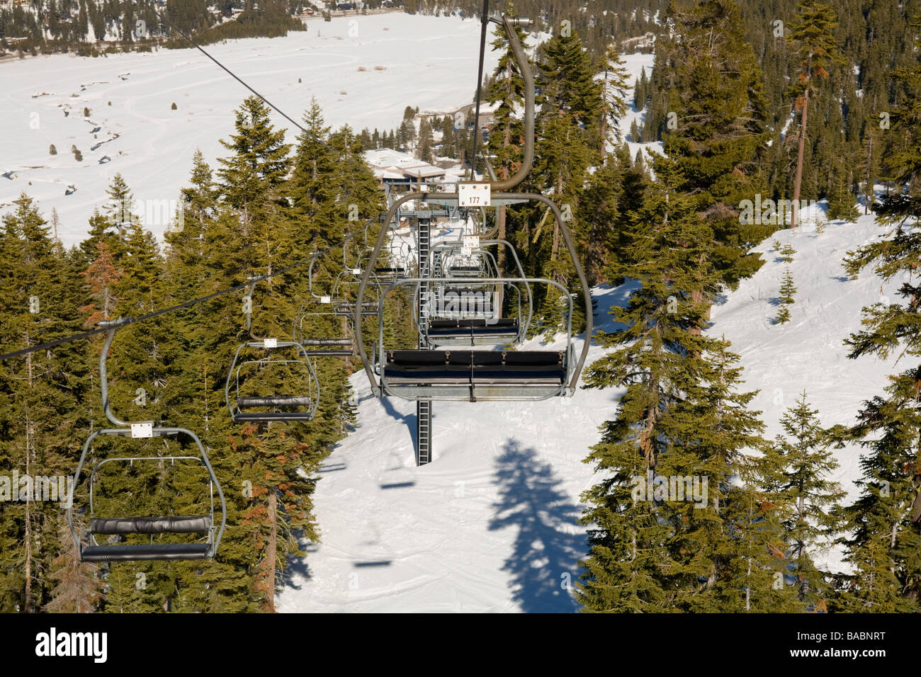 Olympic Valley, Kalifornien; Skilift Stockfoto