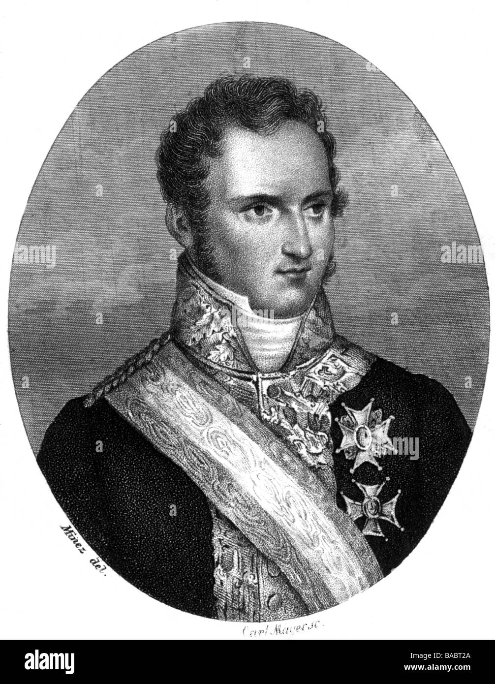 Carlos Maria, 29.3.808 - 10.3.1855, Anklager auf dem spanischen Thron 29.9.3-3.1855, Porträt, Stahlgravur von Carl Mayer, Anfang 19. Jahruntert, , Stockfoto