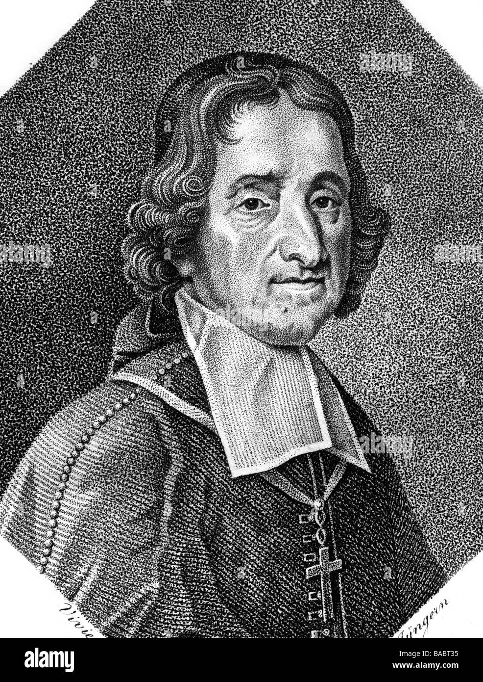 Fenelon, Francois de, 6.8.1651 - 7.1.1715, französischer Geistlicher und Autor/Autorin, Porträt, Stahlstich von Rosmaesler junior, nach dem Gemälde von Viviers, Artist's Urheberrecht nicht gelöscht werden Stockfoto