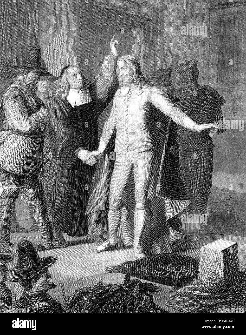 Charles I, 19.11.1600 - 30.1.1649, König von England, Schottland und Irland 1625 - 1649, volle Länge, Tod, Ausführung vor dem Bankett- House, Whitehall, Stahlstich von Walther Junior, nach dem Lackieren von G. von Haendler, Jahrhundert, Artist's Urheberrecht nicht gelöscht werden Stockfoto