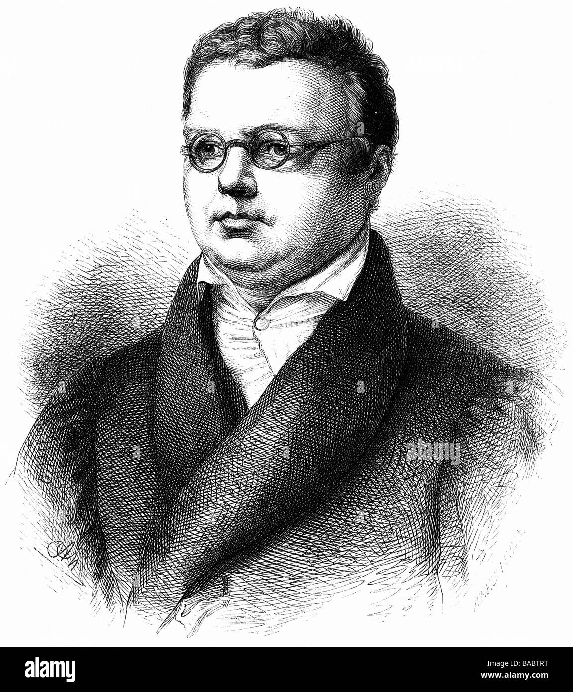 Brockhaus, Friedrich Arnold, 4.5.173 - 20.8.1823, deutscher Verleger, Porträt, Holzgravur von Adolf Neumann (1838-44), Stockfoto