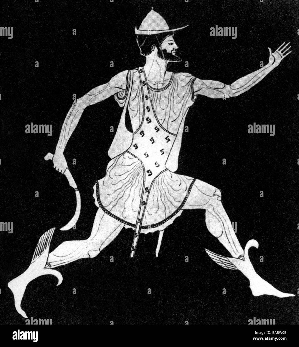 Hermes, (lat. Mercurius), griechische Gottheit, Bote, laufen, Bild nach uralter Töpferei, Stockfoto
