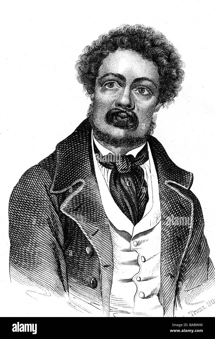 Freiligrath, Ferdinand, 17.6 1810 - 18.3.1876, deutscher Dichter, halbe Länge, lithographisch von A. Trunz, 19. Jahrhundert, Stockfoto