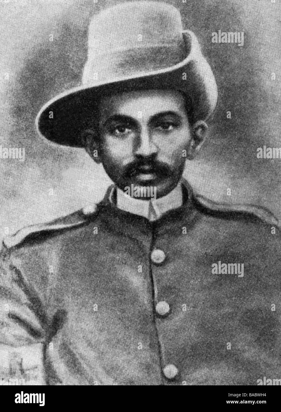 Gandhi, Mohandas Karamchand genannt Mahatma, 2.10.1869 - 30.1.1948, indischer Politiker, Porträt, mit dem indischen Ambulanz-Corps in Südafrika 1899 - 1901, Stockfoto