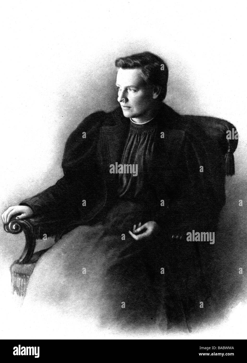 Adams-Lehmann, Hope Bridge, 17.12.1855 - 10.10.1916, britisch-deutscher Arzt/Arzt und Autor/Schriftsteller, sitzend, Foto aus ihrem Buch "Gesundheit im Haus" (Die Gesundheit zu Hause), München, ca. 1899, Stockfoto