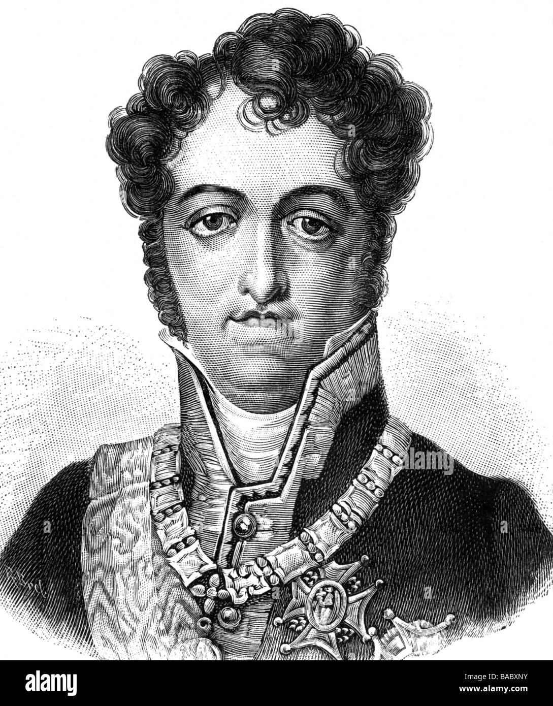 Ferdinand VII., 14.10.1784 - Vom 29. 11.1833, König von Spanien, 19.3. - 2.5.1808, 11.12.1813 - 29.9.1833, Porträt, nach Stahl Kupferstich von Johann Friedrich Bolt (1769-1836), Artist's Urheberrecht nicht geklärt zu werden. Stockfoto