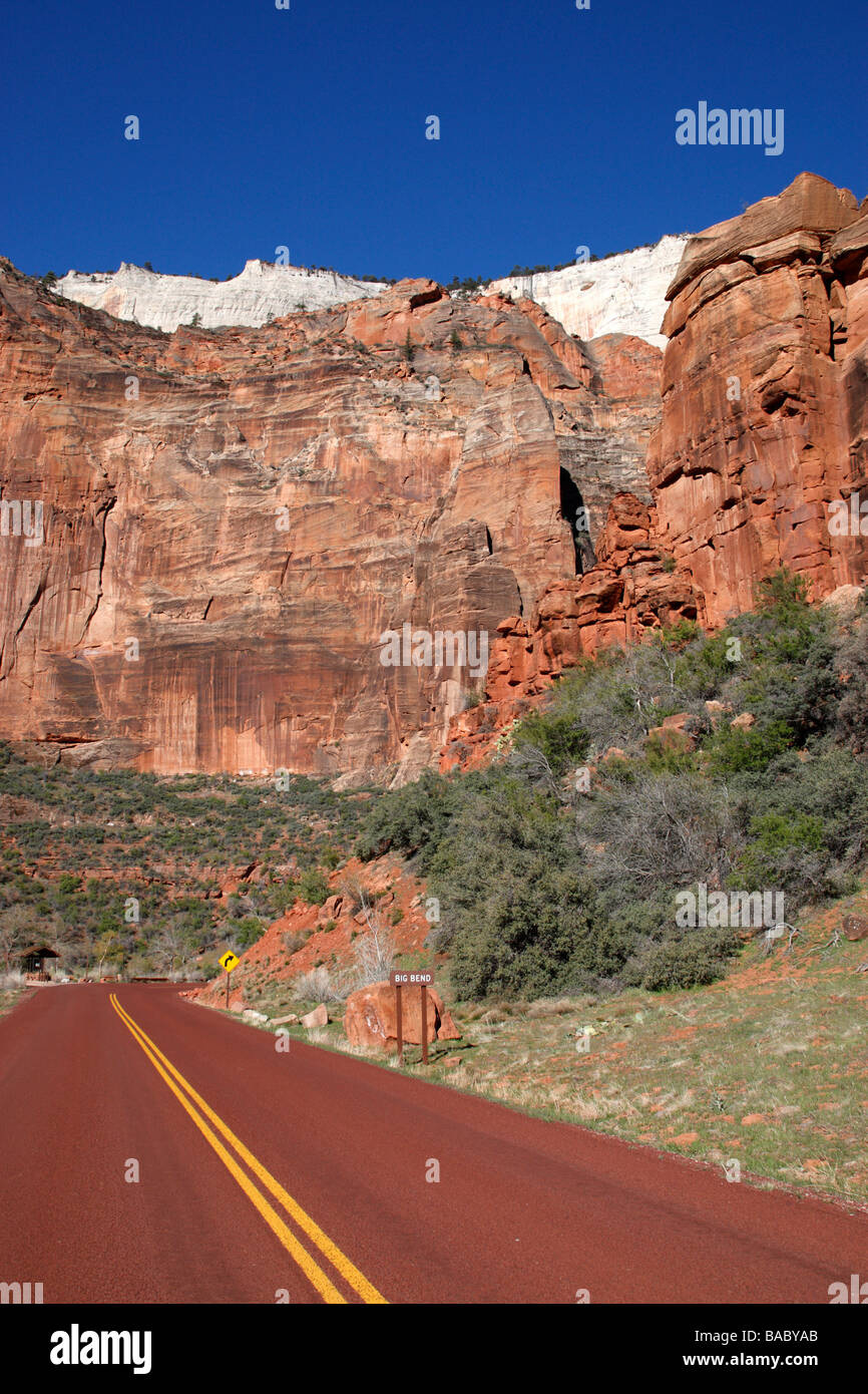 eine Ecke bekannt als big Bend entlang der malerischen Fahrt Zion Canyon National Park in Utah usa Stockfoto