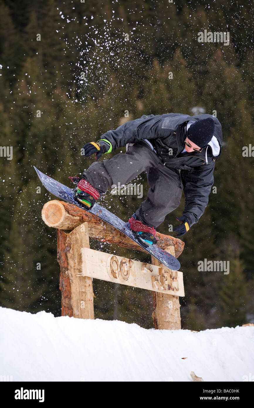 Frankreich, Savoyen, Meribel, Mond Crew Freestyle contest Stockfoto