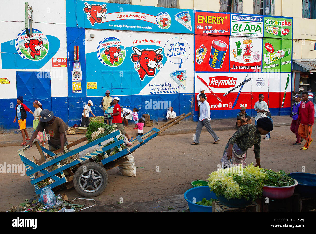 Madagaskar, Analamanga Region, Antananarivo (Tananarive), Low City, Wandmalerei Werbung Stockfoto