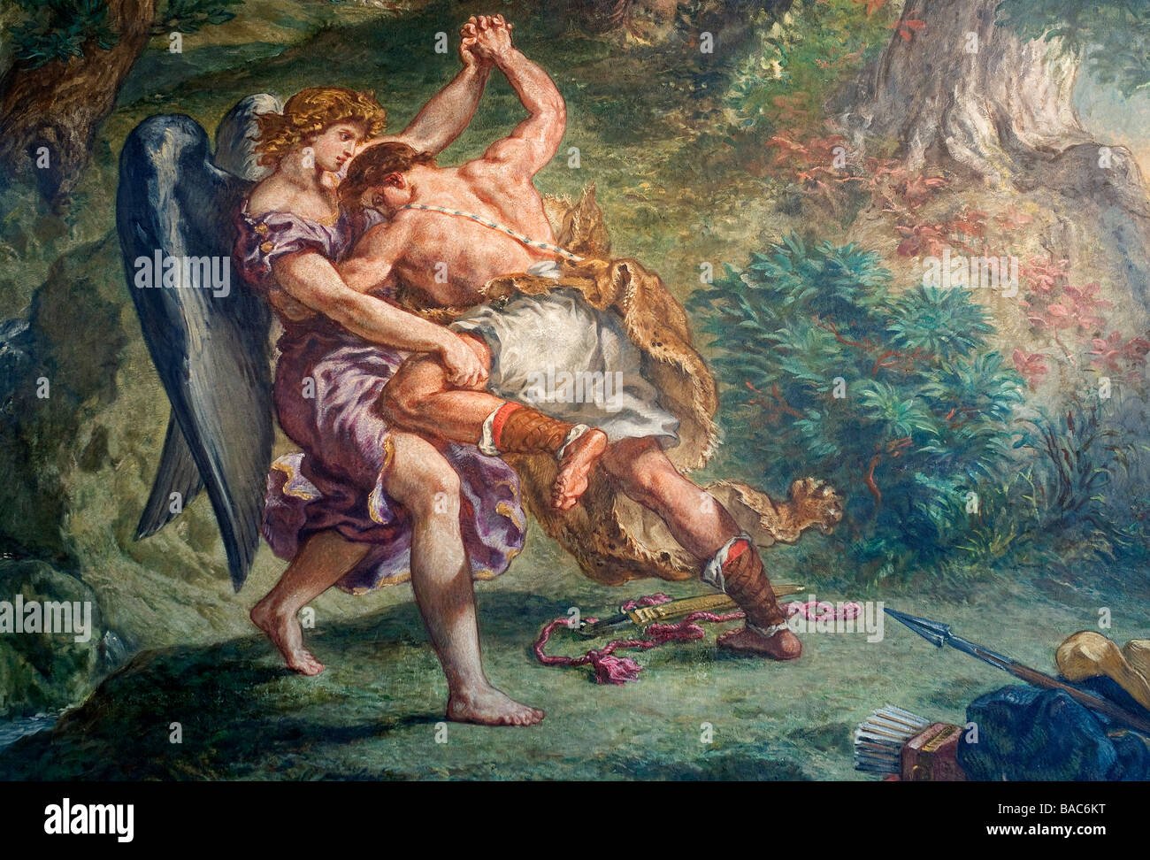 Frankreich, Paris, Saint-Sulpice-Kirche, Chapelle des Anges, Jacob ringt mit dem Engel von Eugene Delacroix Stockfoto