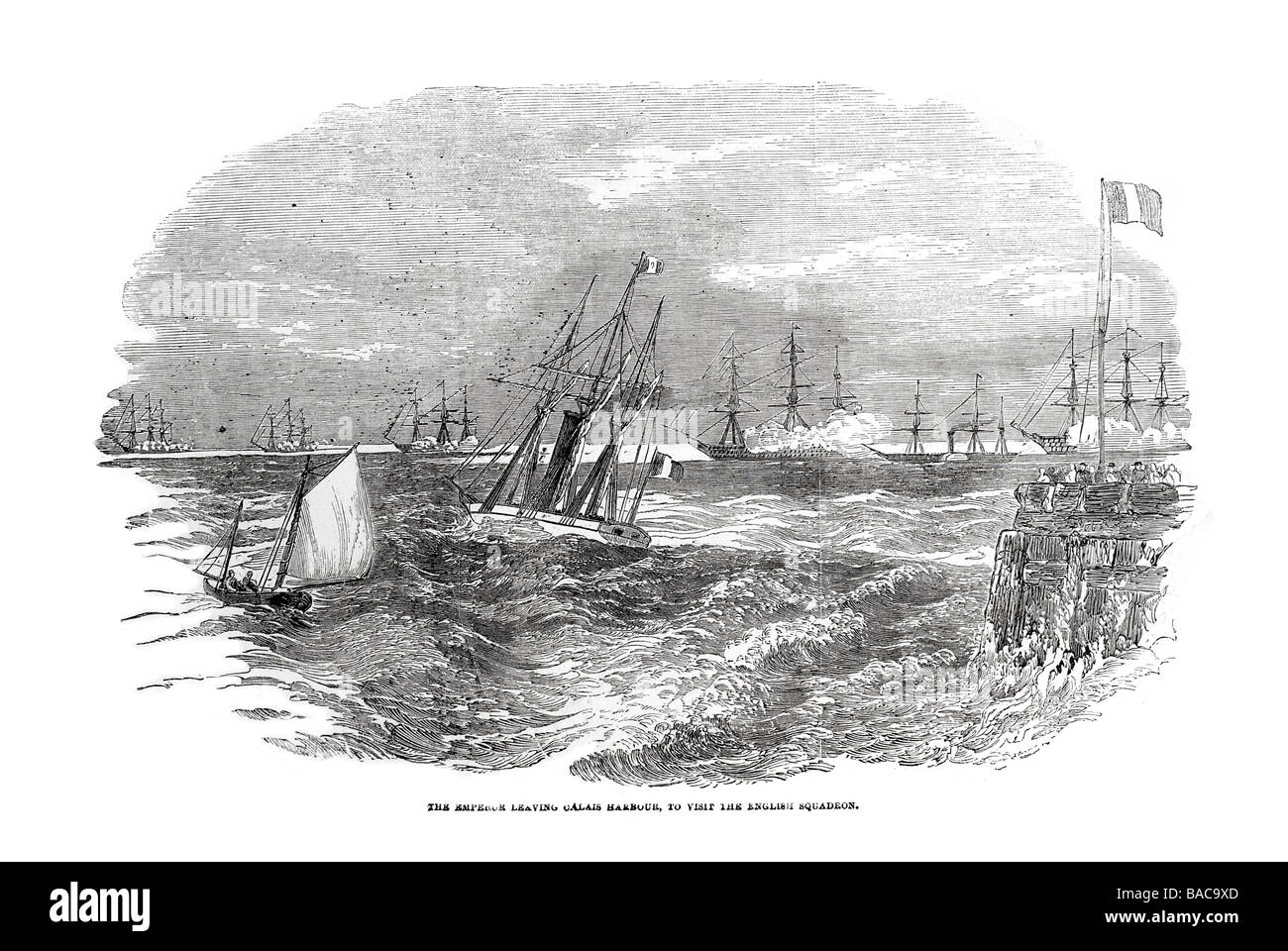 Kaiser Calais Hafen verlassen, die englischen Squadreon 1854 zu besuchen Stockfoto