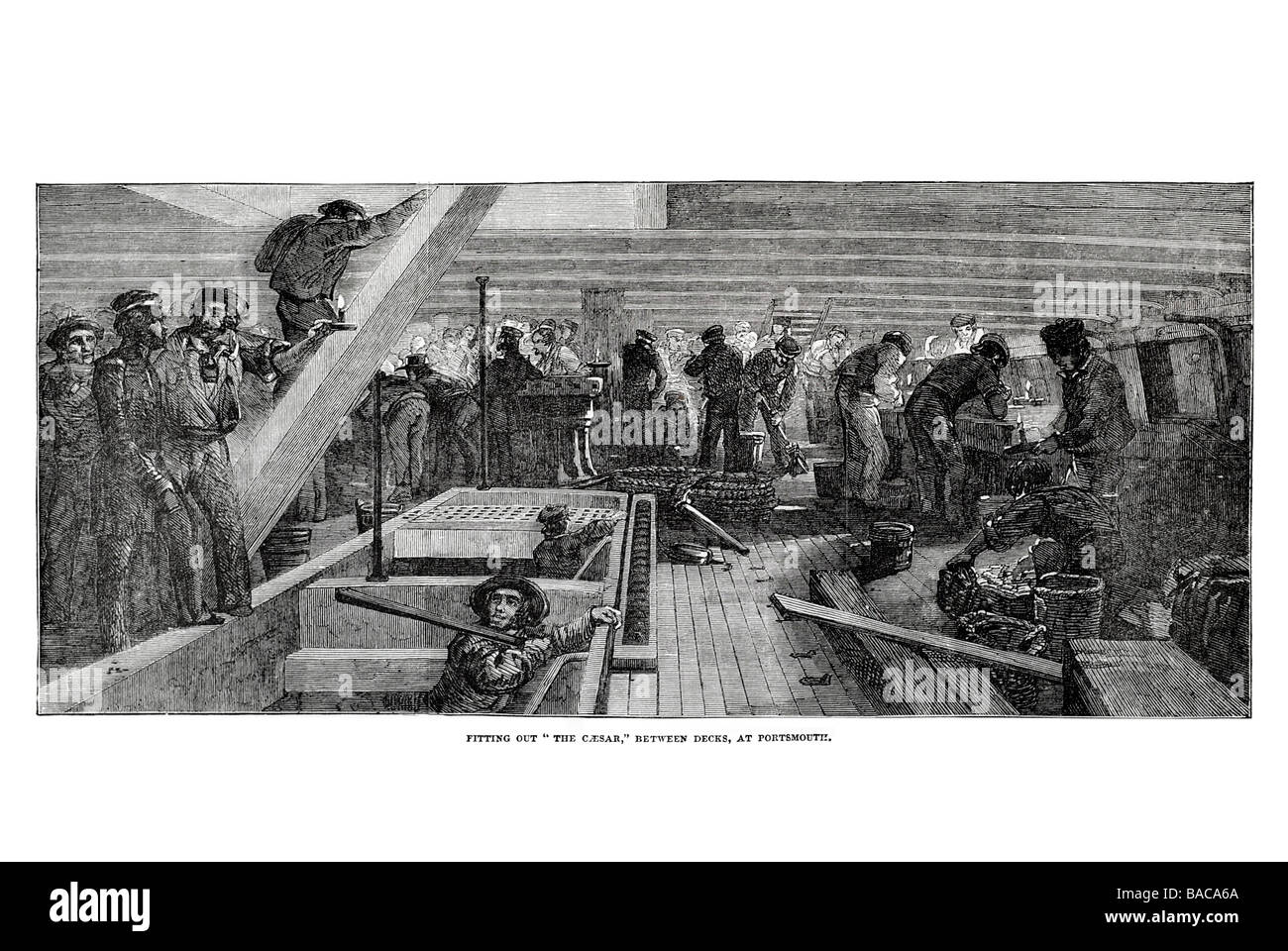 Ausstattung der Caeser zwischen den Decks in Portsmouth 1854 Stockfoto