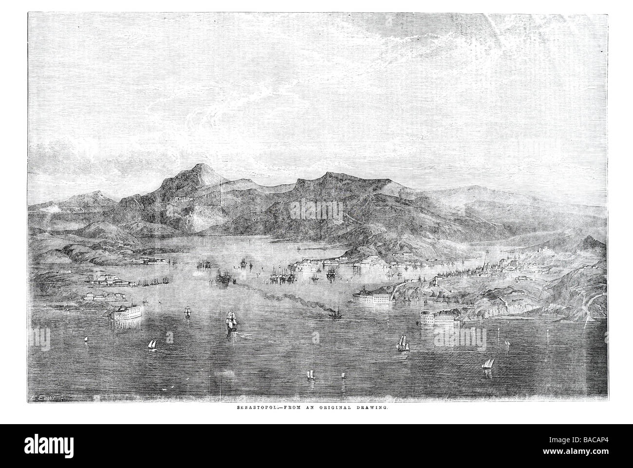 Sewastopol 1854 große Belagerung Krim Krieg alliierte Truppen britischen Französisch Türkisch Armee Infanterie Zar Schwarzmeer-Flotte gegraben Redouten Stockfoto