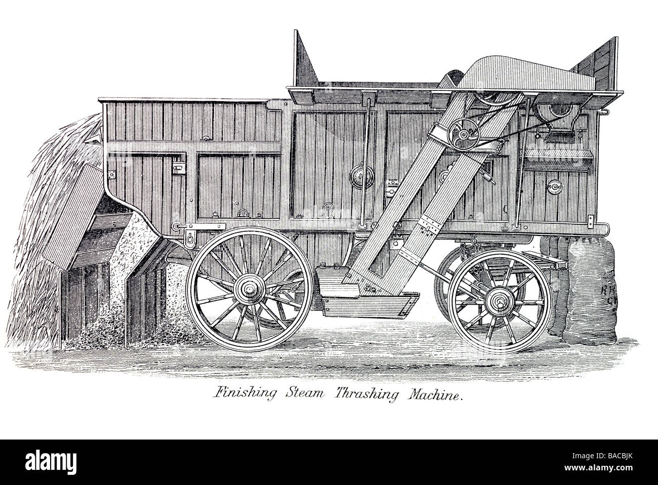 Finishing Prügel Dampfmaschine Dreschmaschine Landwirtschaft Trennung Korn Dreschen Stiele Spelzen Stiel Schale Mechanisierung Bauernhof cer Stockfoto