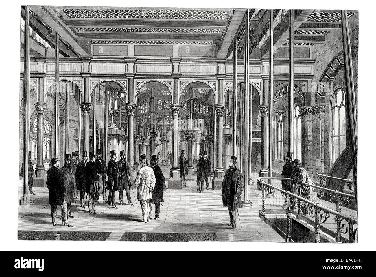 Prinz von Wales öffnen die metropolitan Kanalisation arbeitet bei Vierschrötigkeit Innere des Maschinenhauses 1865 Stockfoto