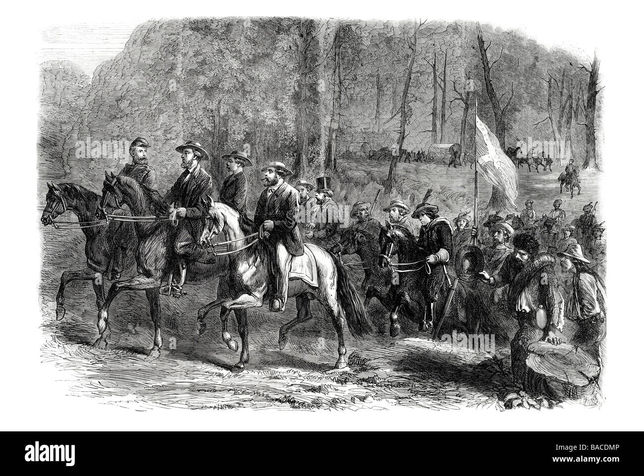 Flug von Präsident Jefferson Davis und seine Minister über Georgien Grat fünf Tage vor seiner Gefangennahme 1865 Stockfoto