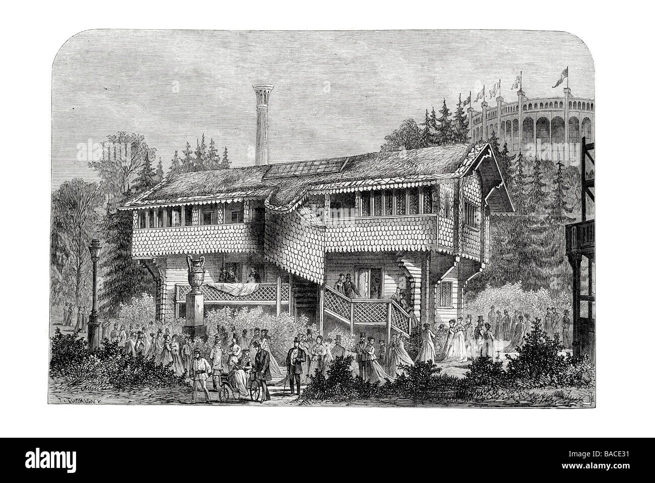 Modell des Hauses von Gustav Vasa im schwedischen Quartier des Parks 1867 Stockfoto