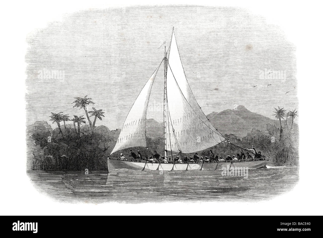 Stahl Boot für die Expedition auf der Suche nach Dr. Livingstone 1867 Segeln Segeln Boot Wellen Stockfoto