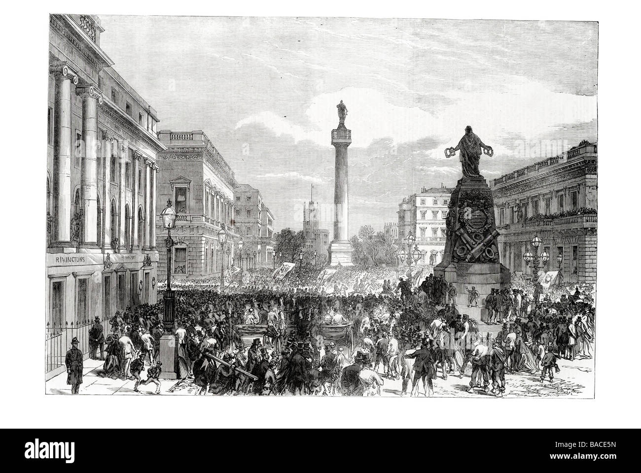 die Trades Gewerkschaften Reform Demonstration am Montag letzte Szene im Waterloo Platz 1867 Stockfoto