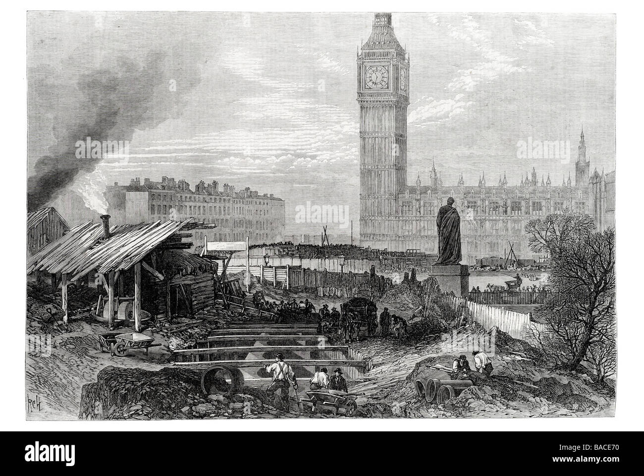 Metropolitan District Railway arbeitet am Westminster 1867 in London Stockfoto