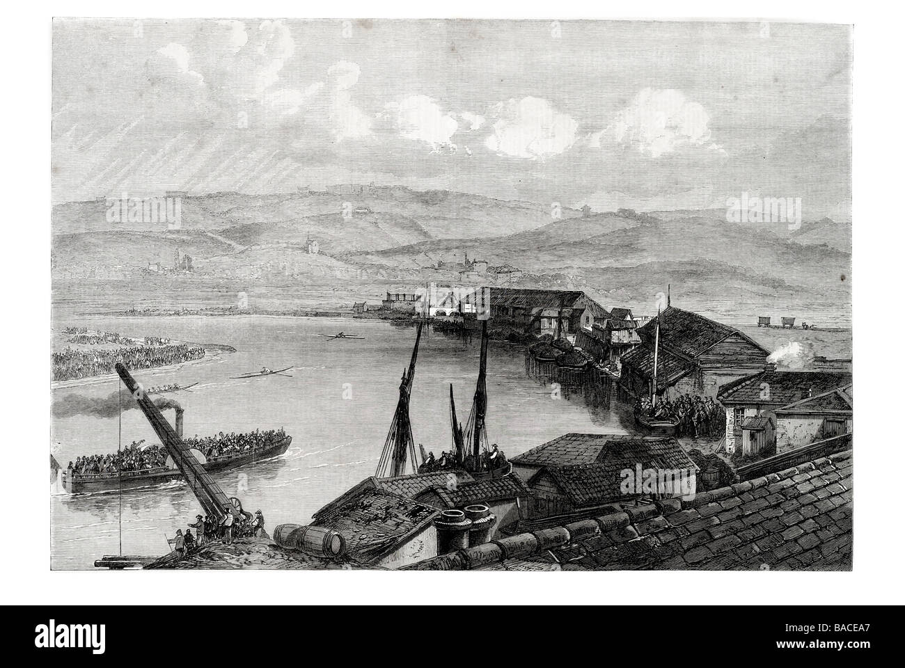 die große Regatta in Newcastle am Tyne Ende des Rennens an Lemington Punkt 1867 Stockfoto