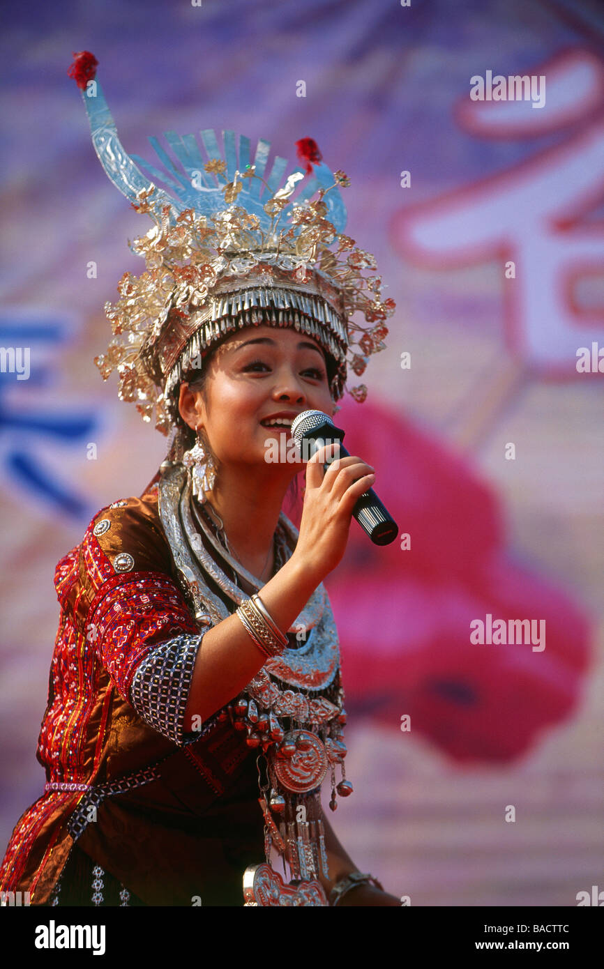 China, Guizhou, Gulong, Festival Lusheng, Miao popstar Stockfoto
