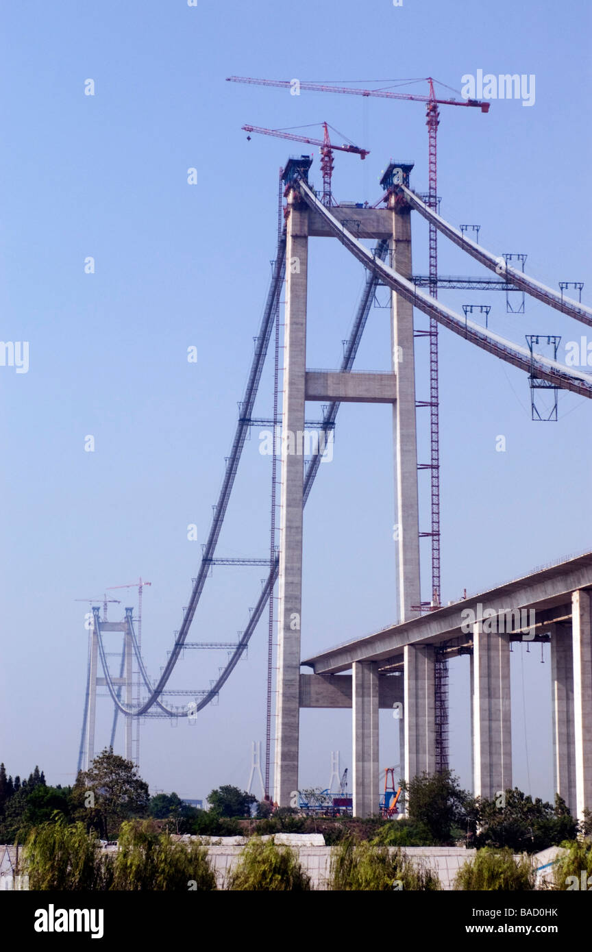 Bau der Runyang Brücke in China derzeit die längste Brücke in China Stockfoto