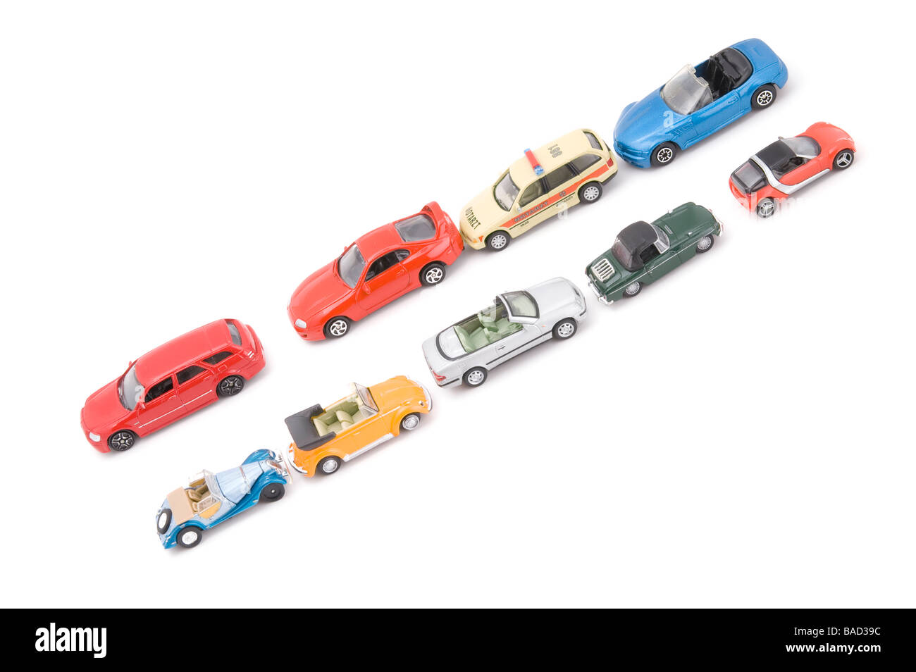 Objekt auf weißen Modell Spielzeugauto Stockfoto