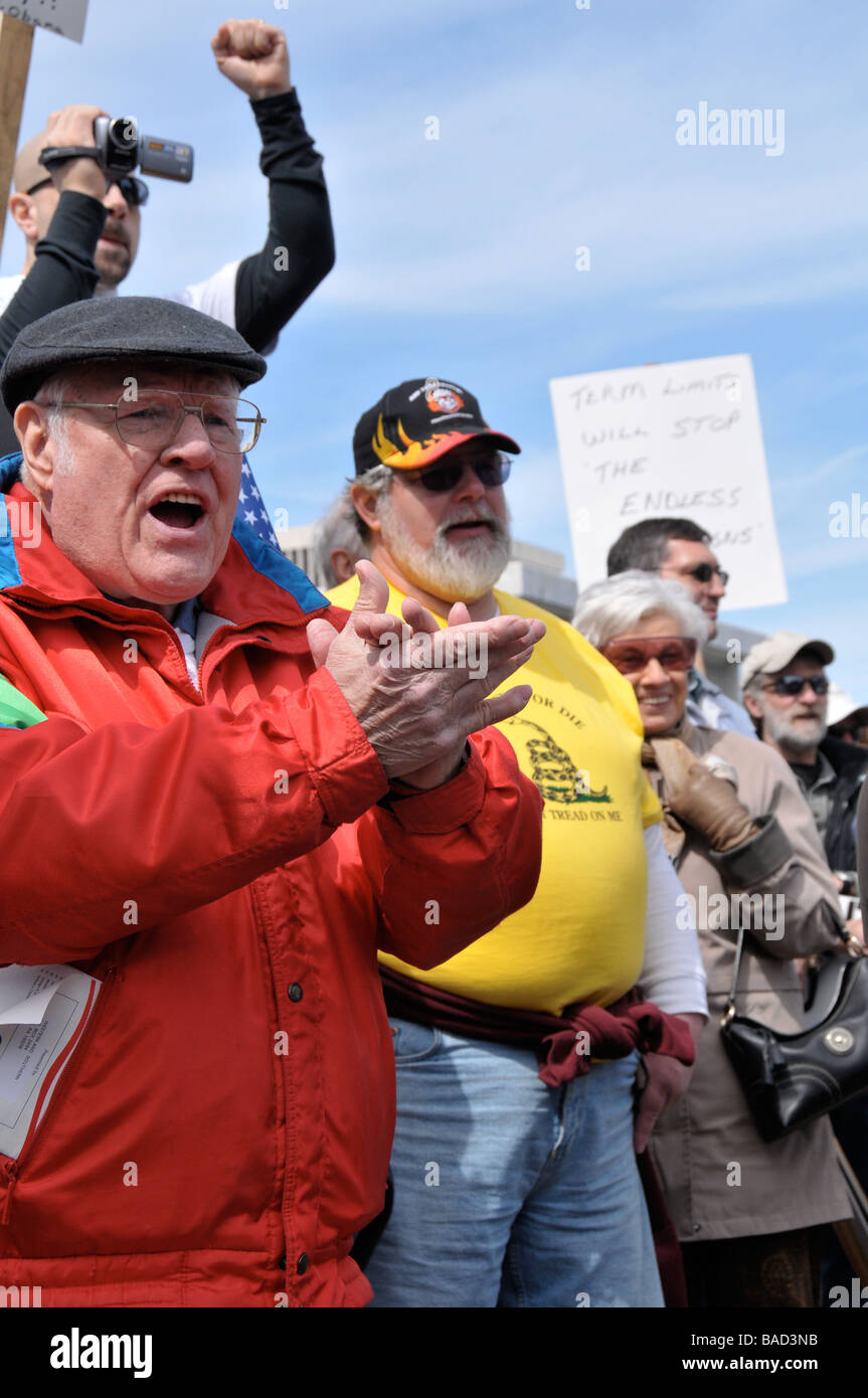 Steuer-Tag, April 15 Tea Party friedlichen Protest in Rochester, New York USA. Stockfoto