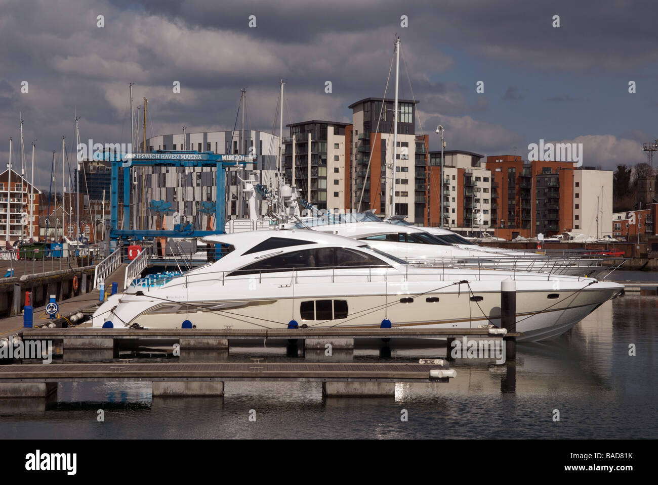 Fairline Motorboote Test Facility, Ipswich, Suffolk, UK. Stockfoto